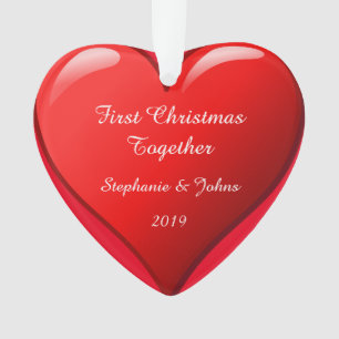 私達の一緒の初めてのクリスマスのかわいいハート2019の赤 オーナメント