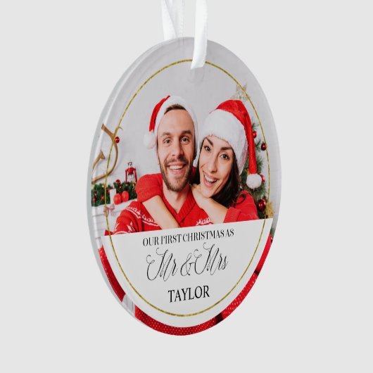 私達の一緒の初めてのクリスマスのカスタムな写真 オーナメント (正面)