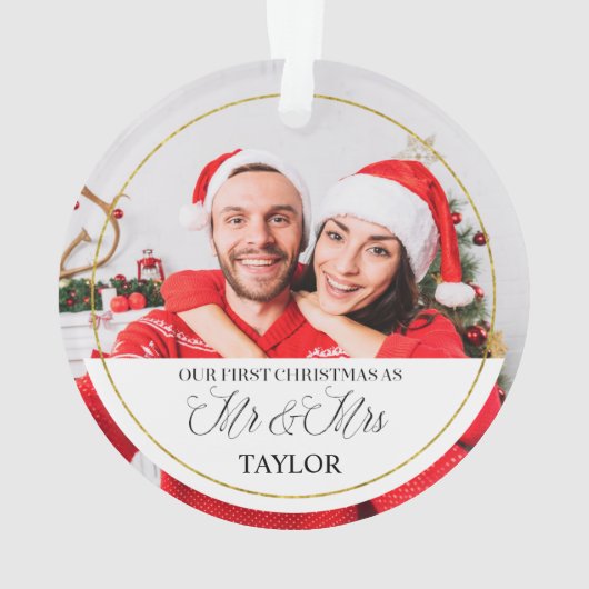 私達の一緒の初めてのクリスマスのカスタムな写真 オーナメント (裏面)