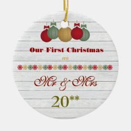 私達の一緒の初めてのクリスマスのレトロのオーナメント セラミックオーナメント
