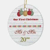 私達の一緒の初めてのクリスマスのレトロのオーナメント セラミックオーナメント (左)