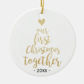 私達の一緒の初めてのクリスマスの写真のオーナメント セラミックオーナメント (正面)