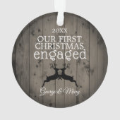私達の一緒の初めてのクリスマスの婚約したなトナカイ オーナメント (裏面)