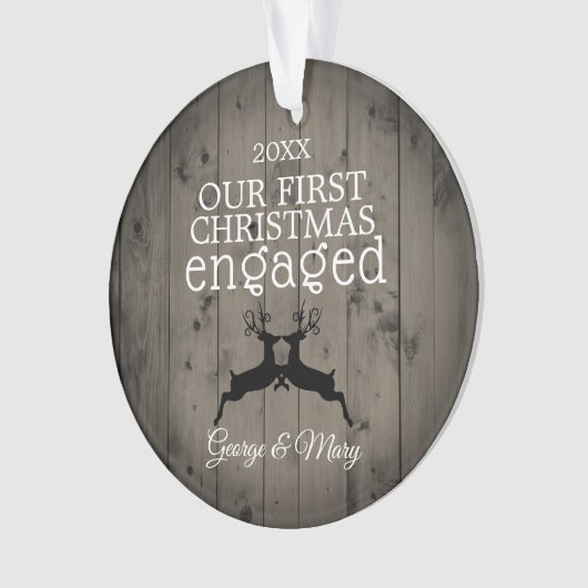 私達の一緒の初めてのクリスマスの婚約したな写真の背部 オーナメント (正面)