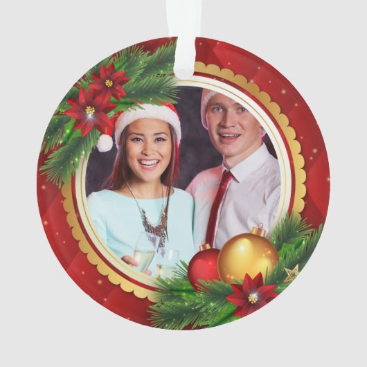 私達の一緒の初めてのクリスマスの婚約したな写真の背部 オーナメント (裏面)