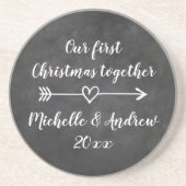 私達の一緒の初めてのクリスマスの砂岩コースター コースター (正面)