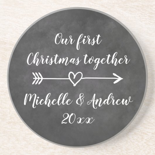私達の一緒の初めてのクリスマスの砂岩コースター コースター (正面)
