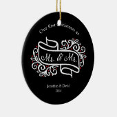 私達の一緒の初めてのクリスマスの陽気なクリスマスの写真 セラミックオーナメント (右)