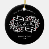 私達の一緒の初めてのクリスマスの陽気なクリスマスの写真 セラミックオーナメント (正面)