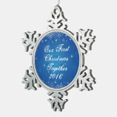 私達の一緒の初めてのクリスマスの雪片のオーナメント スノーフレークピューターオーナメント (右)