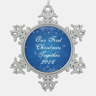 私達の一緒の初めてのクリスマスの雪片のオーナメント スノーフレークピューターオーナメント