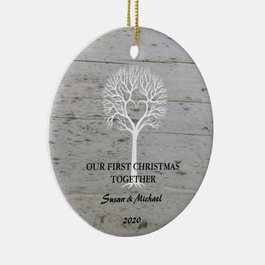 私達の一緒の初めてのクリスマス愛木の流木 セラミックオーナメント (右)