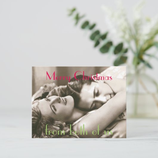 私達の両方からのヴィンテージのロマンチックなクリスマス シーズンポストカード (スタンド正面)