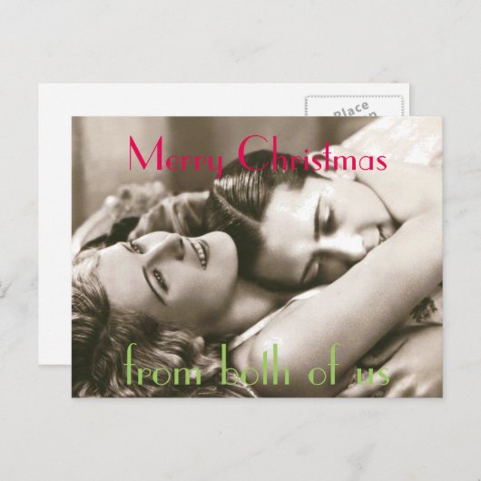 私達の両方からのヴィンテージのロマンチックなクリスマス シーズンポストカード (正面/裏面)