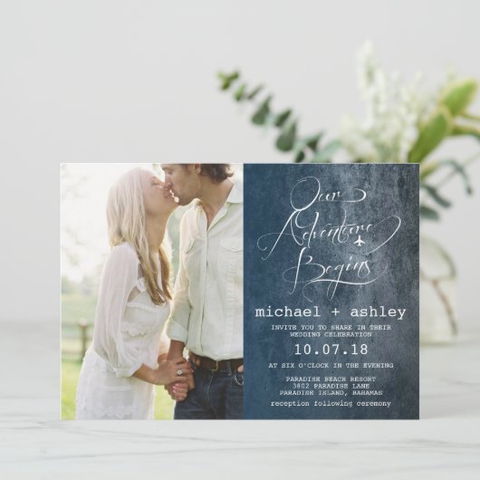 私達の冒険は写真から結婚式招待状を始めます 招待状 (スタンド正面)