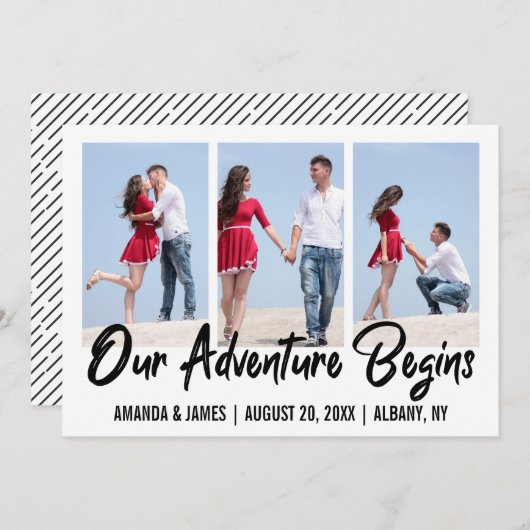 私達の冒険は日付写真のコラージュの保存を始めます 案内状 (正面/裏面)