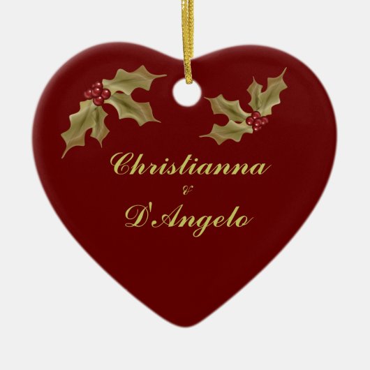 "私達の初めてのクリスマスか夫および妻" セラミックオーナメント (正面)