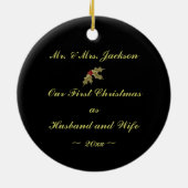 "私達の初めてのクリスマスか夫および妻" セラミックオーナメント (裏面)