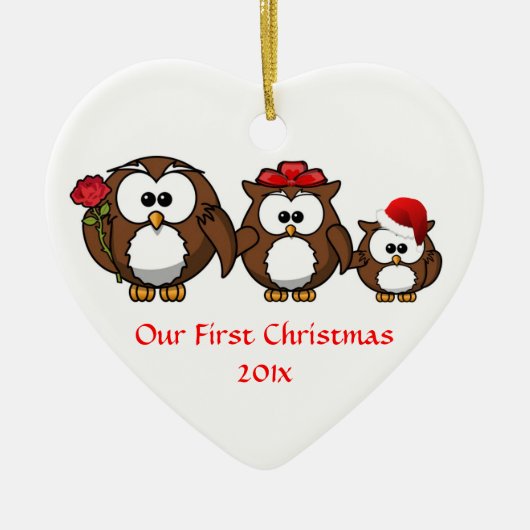 私達の初めてのクリスマスのお母さんのパパのベビーのカスタムのクリスマス セラミックオーナメント (正面)