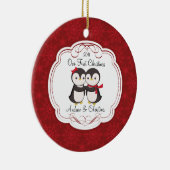 私達の初めてのクリスマスのオーナメントのペンギンのカップル セラミックオーナメント (右)