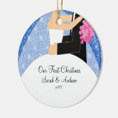 私達の初めてのクリスマスのオーナメントの花嫁及び新郎 セラミックオーナメント (左)