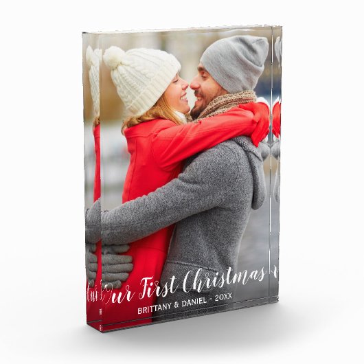 私達の初めてのクリスマスのカップルの写真のブロック フォトブロック (左)