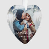 私達の初めてのクリスマスのカップルの写真の赤いハートのSB オーナメント (正面)