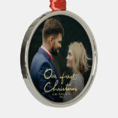 私達の初めてのクリスマスのシックな手教養があるクリスマス メタルオーナメント (右)