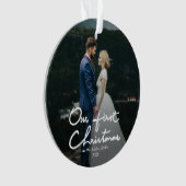 私達の初めてのクリスマスのモダンな手教養があるクリスマス オーナメント (正面)