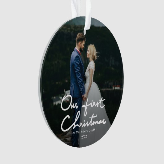 私達の初めてのクリスマスのモダンな手教養があるクリスマス オーナメント (正面)