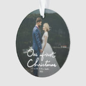 私達の初めてのクリスマスのモダンな手教養があるクリスマス オーナメント (正面)