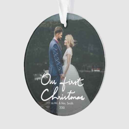 私達の初めてのクリスマスのモダンな手教養があるクリスマス オーナメント (正面)