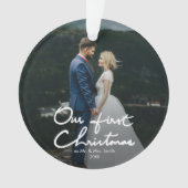 私達の初めてのクリスマスのモダンな手教養があるクリスマス オーナメント (正面)