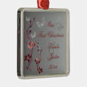 私達の初めてのクリスマスの優れた記念品のオーナメント メタルオーナメント (右)