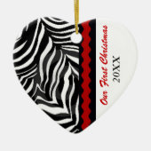 私達の初めてのクリスマスの写真のオーナメントのテンプレート セラミックオーナメント (正面)