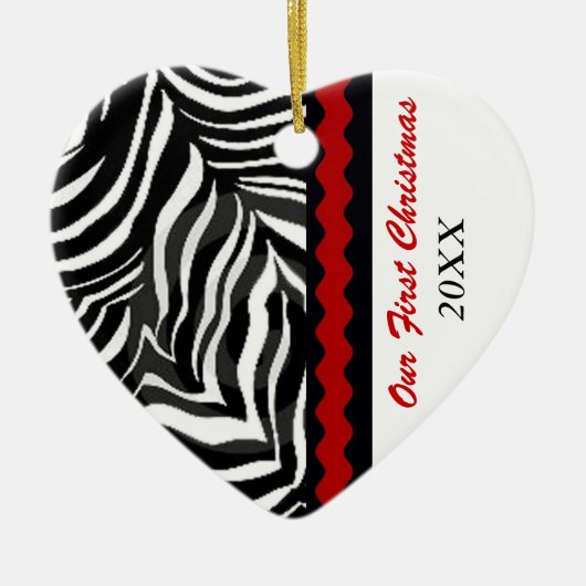 私達の初めてのクリスマスの写真のオーナメントのテンプレート セラミックオーナメント (正面)