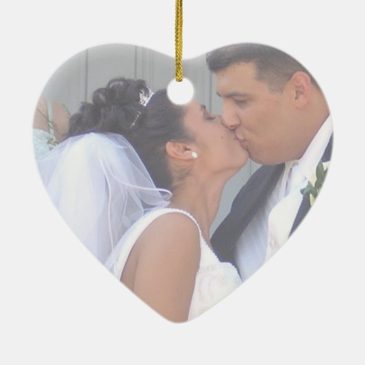 私達の初めてのクリスマスの写真のオーナメントのテンプレート セラミックオーナメント (裏面)