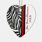 私達の初めてのクリスマスの写真のオーナメントのテンプレート セラミックオーナメント (左)