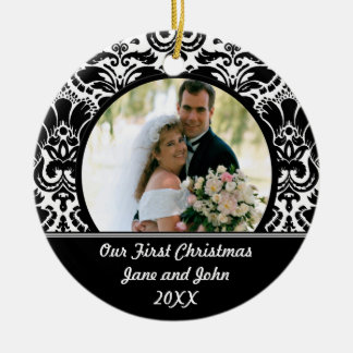 私達の初めてのクリスマスの写真のオーナメント セラミックオーナメント