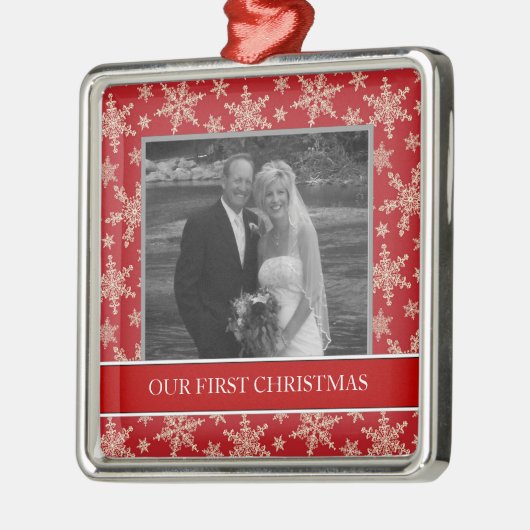 私達の初めてのクリスマスの写真の休日のオーナメント メタルオーナメント (左)