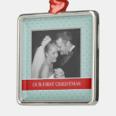私達の初めてのクリスマスの写真の休日のオーナメント メタルオーナメント (左)