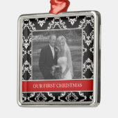 私達の初めてのクリスマスの写真の休日のオーナメント メタルオーナメント (左)