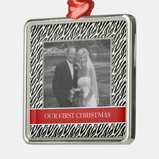 私達の初めてのクリスマスの写真の休日のオーナメント メタルオーナメント (左)