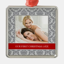 私達の初めてのクリスマスの写真の休日のオーナメント メタルオーナメント