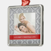 私達の初めてのクリスマスの写真の休日のオーナメント メタルオーナメント (左)