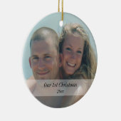 私達の初めてのクリスマスの写真の記念品 セラミックオーナメント (右)