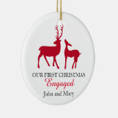 私達の初めてのクリスマスの婚約したなオーナメント、愛シカ セラミックオーナメント (右)