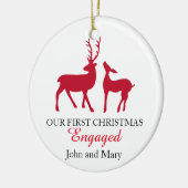 私達の初めてのクリスマスの婚約したなオーナメント、愛シカ セラミックオーナメント (左)