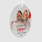 私達の初めてのクリスマスの婚約したなカップルのオーナメント オーナメント (正面)