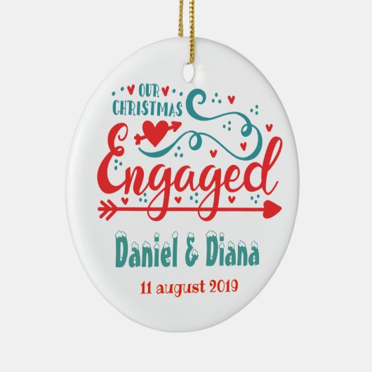 私達の初めてのクリスマスの婚約したな木のオーナメント セラミックオーナメント (右)